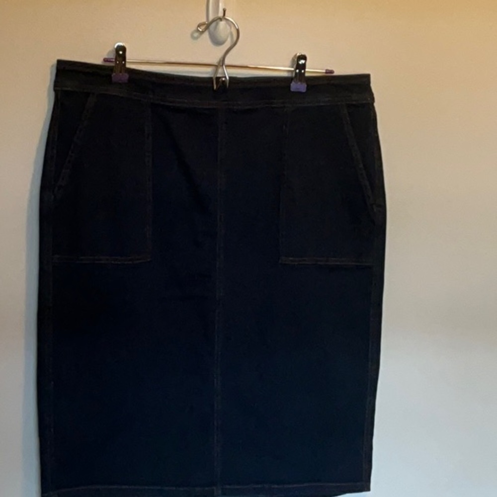 Lands' End Dark Denim Pencil Skirt Knee-Length Work